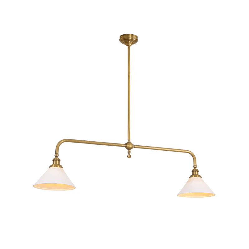 Lustre Suspension Laiton et Céramique | Compatible LED, 2 Lumières | Série Lueur