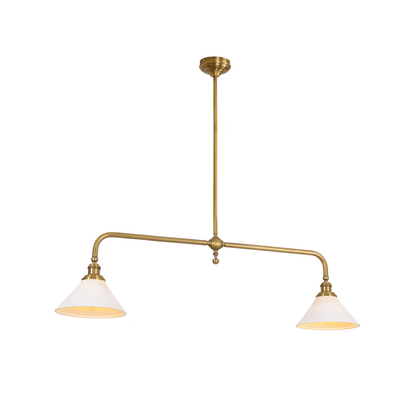 Lustre Suspension Laiton et Céramique | Compatible LED, 2 Lumières | Série Lueur