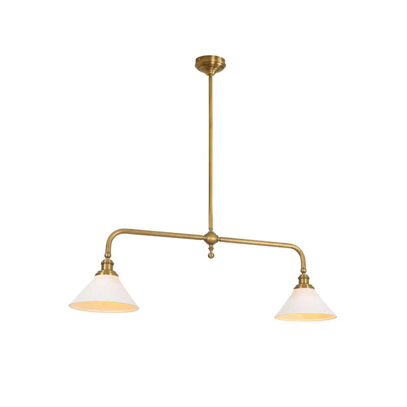 Lustre Suspension Laiton et Céramique | Compatible LED, 2 Lumières | Série Lueur
