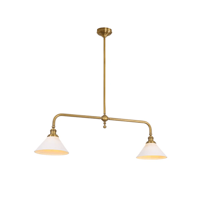 Lustre Suspension Laiton et Céramique | Compatible LED, 2 Lumières | Série Lueur