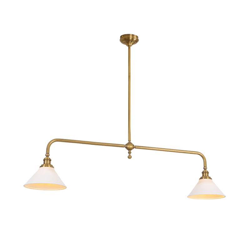 Lustre Suspension Laiton et Céramique | Compatible LED, 2 Lumières | Série Lueur