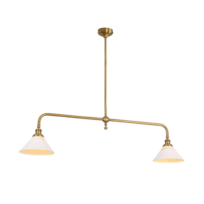 Lustre Suspension Laiton et Céramique | Compatible LED, 2 Lumières | Série Lueur