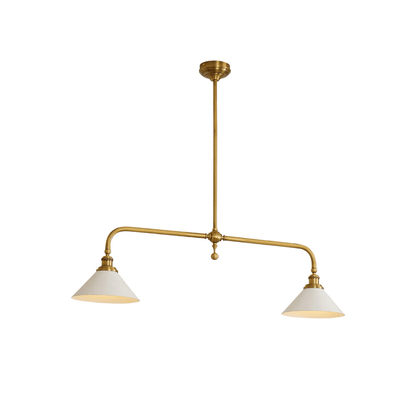 Lustre Suspension Laiton et Céramique | Compatible LED, 2 Lumières | Série Lueur