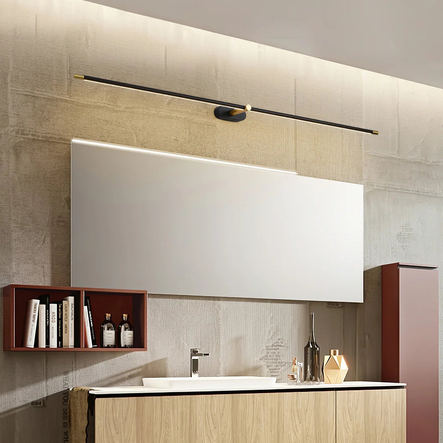 Applique Murale Linéaire Or & Noir Métal | Lumière Chaude LED | Série Lumen