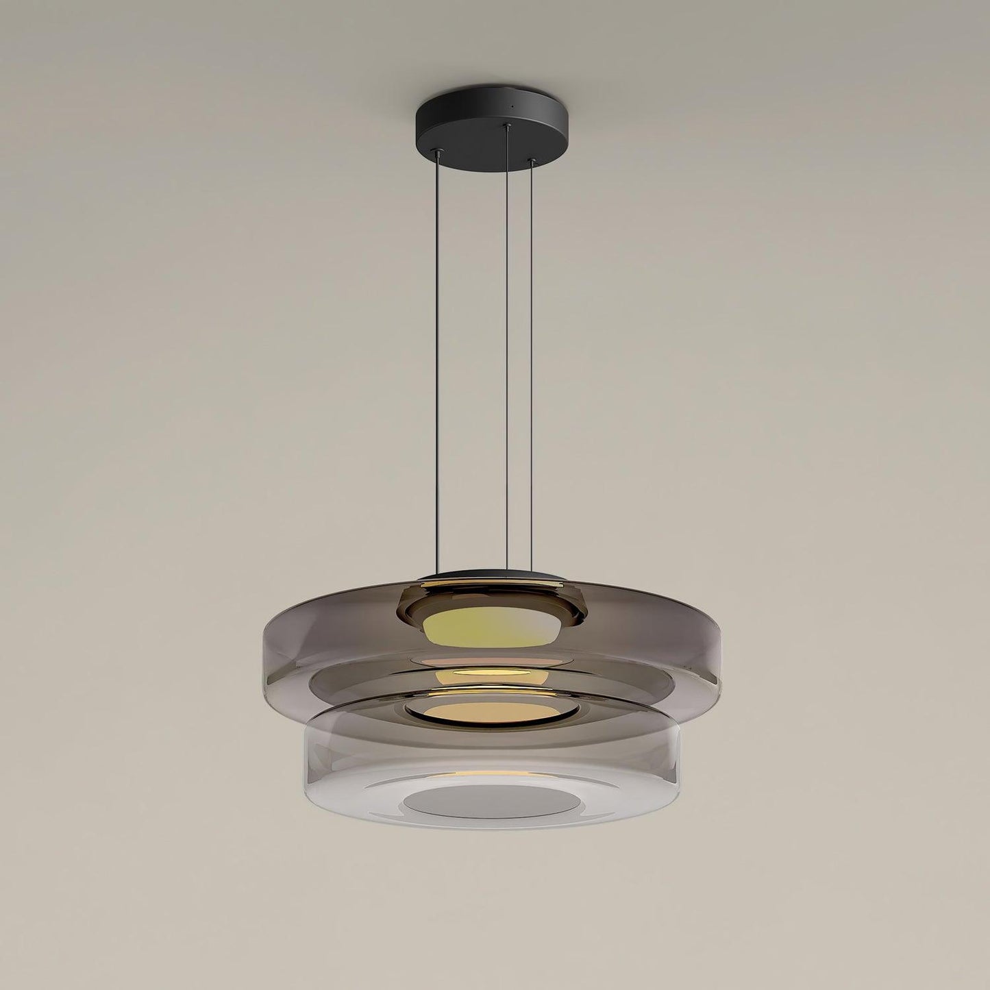 Suspension Verre Noir Minimaliste | Hauteur Réglable LED Intégrée