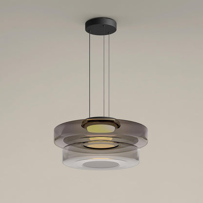 Suspension Verre Noir Minimaliste | Hauteur Réglable LED Intégrée