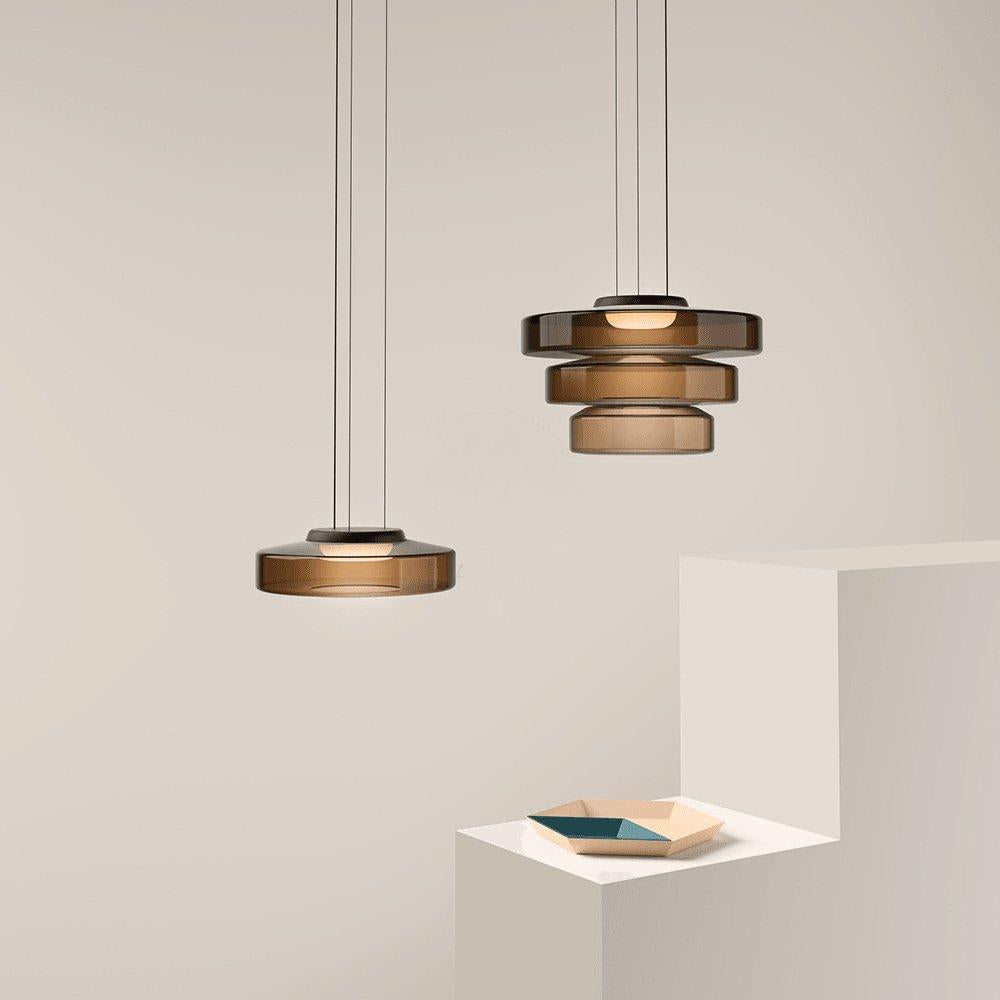 Suspension Verre Noir Minimaliste | Hauteur Réglable LED Intégrée