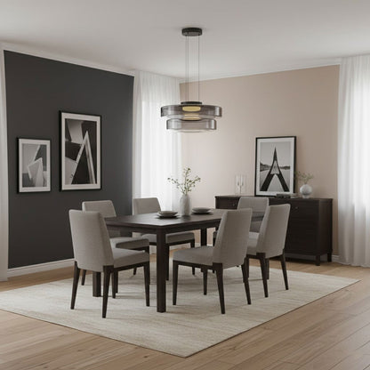 Suspension Verre Noir Minimaliste | Hauteur Réglable LED Intégrée