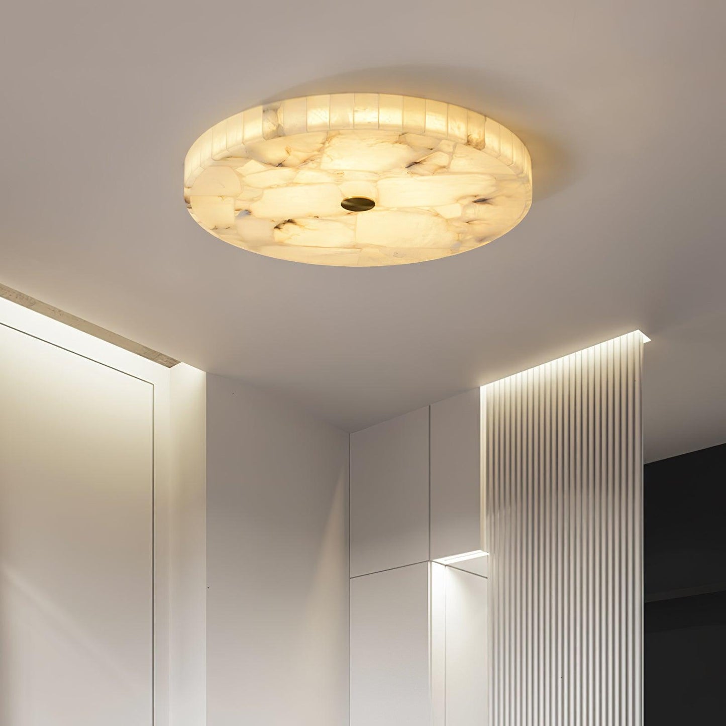 Lustre de Plafond Alabastre Blanc | LED Intégrée, 3 Températures | Série Arc