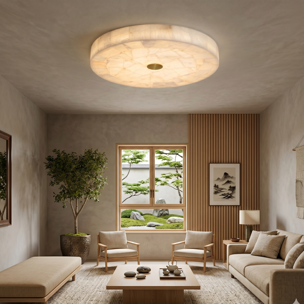 Lustre de Plafond Alabastre Blanc | LED Intégrée, 3 Températures | Série Arc