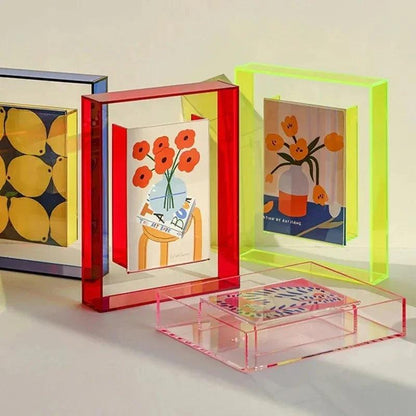 Cadre Photo Moderne Acrylique | Bord Vibrant Polyvalent | Série Studio