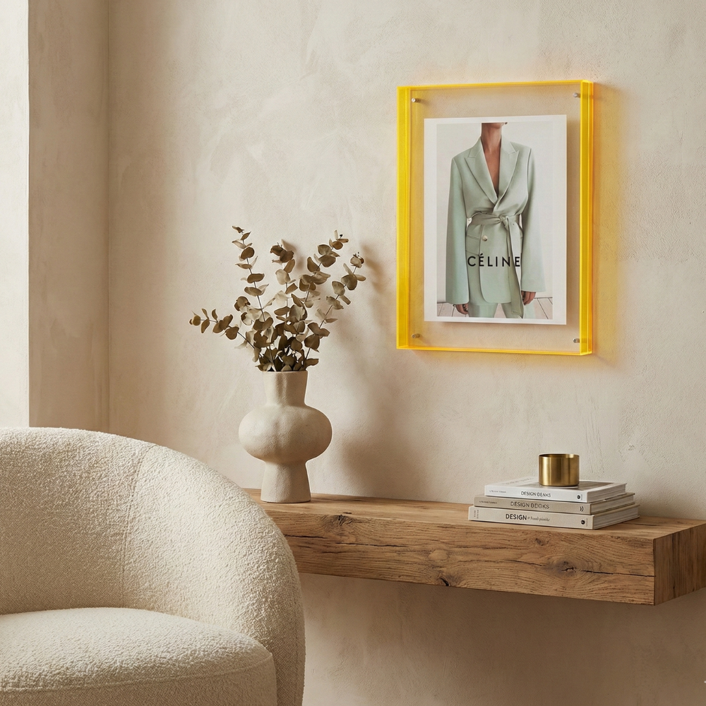 Cadre Photo Moderne Acrylique | Bord Vibrant Polyvalent | Série Studio