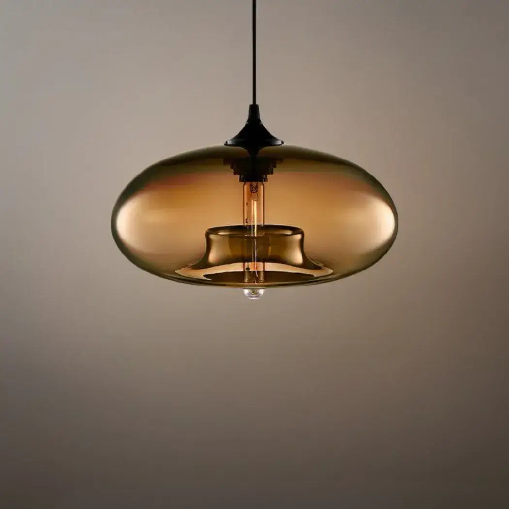 Lustre Verre Lampe Îlot Cuisine Verre & Métal | Hauteur Ajustable LED Compatible