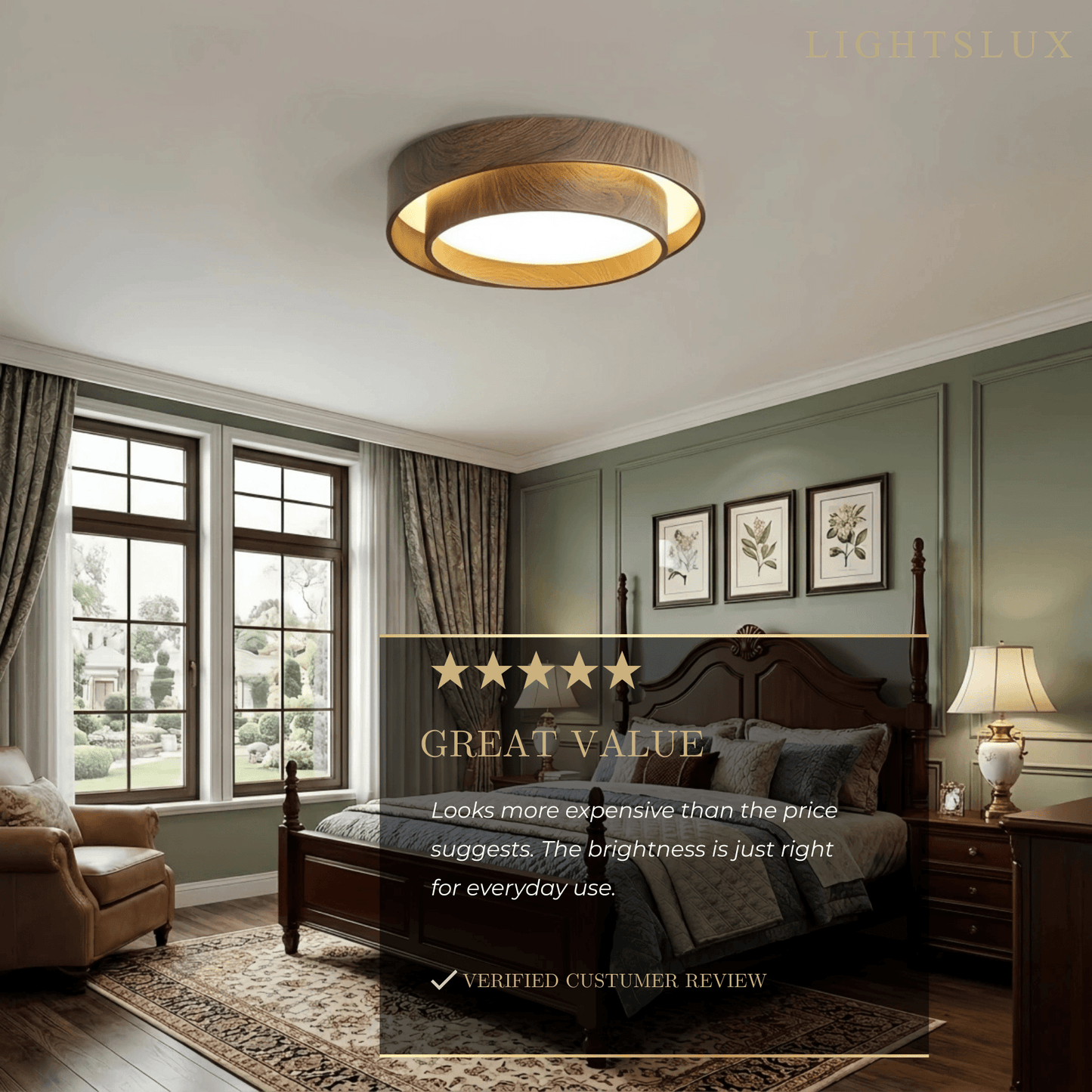 Plafonnier LED Métal et Acrylique Noyer | LED Intégrée 24-36W | Série Atelier