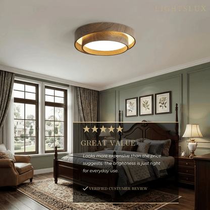 Plafonnier LED Métal et Acrylique Noyer | LED Intégrée 24-36W | Série Atelier