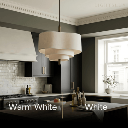 Tissu Lustre Moderne | Abat-jour rond en tissu, Inclinaison 30°