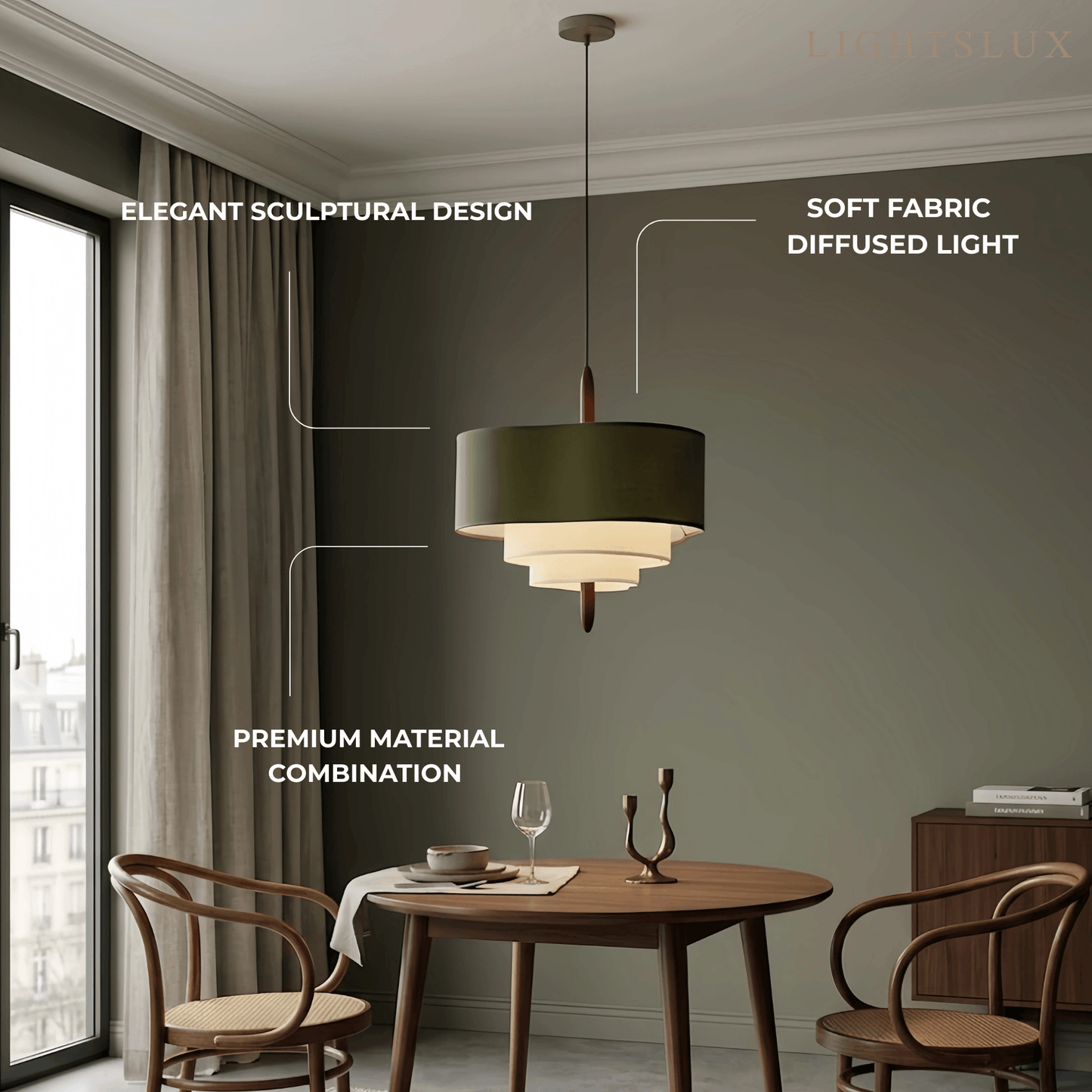 Tissu Lustre Moderne | Abat-jour rond en tissu, Inclinaison 30°