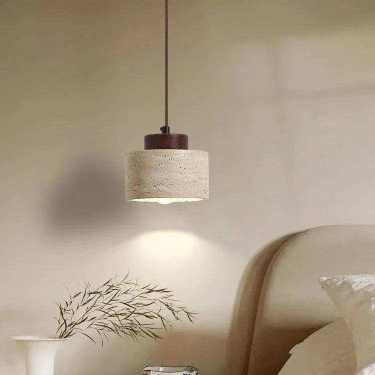 Lustre Travertin Naturel Nordique | Pendentif à Cordon, Durable | Série PureLine