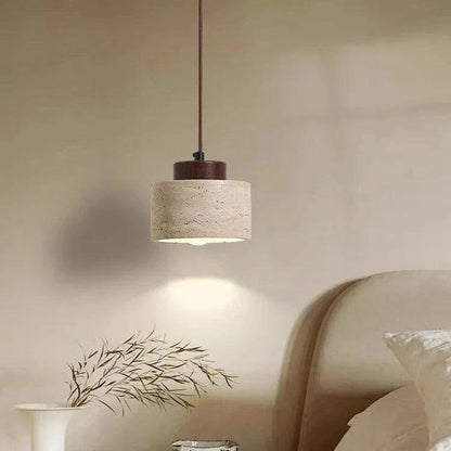 Lustre Travertin Naturel Nordique | Pendentif à Cordon, Durable | Série PureLine