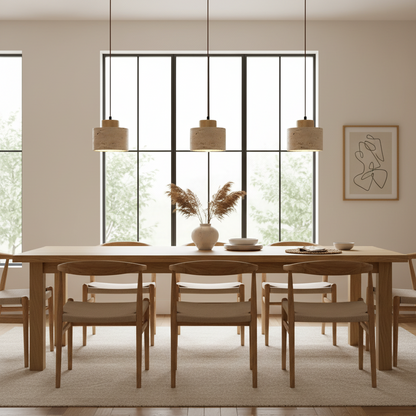 Lustre Travertin Naturel Nordique | Pendentif à Cordon, Durable | Série PureLine