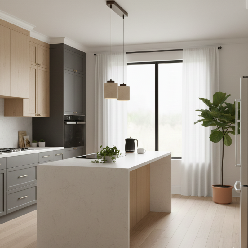 Lustre Travertin Naturel Nordique | Pendentif à Cordon, Durable | Série PureLine