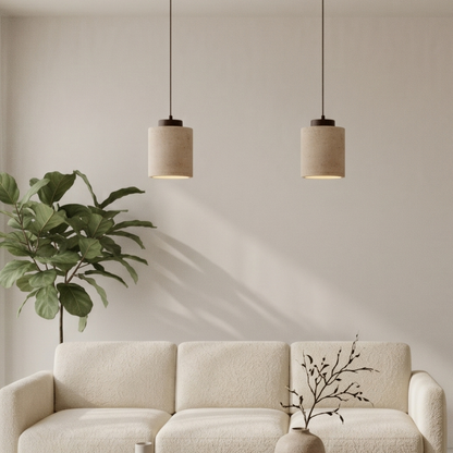 Lustre Travertin Naturel Nordique | Pendentif à Cordon, Durable | Série PureLine