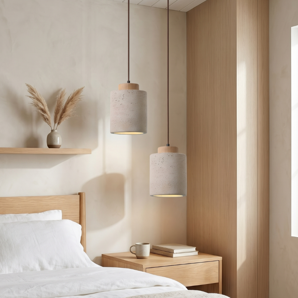 Lustre Travertin Naturel Nordique | Pendentif à Cordon, Durable | Série PureLine