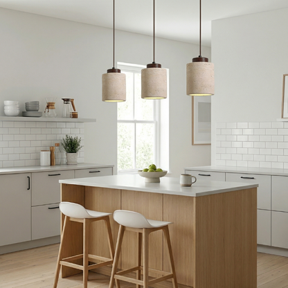 Lustre Travertin Naturel Nordique | Pendentif à Cordon, Durable | Série PureLine