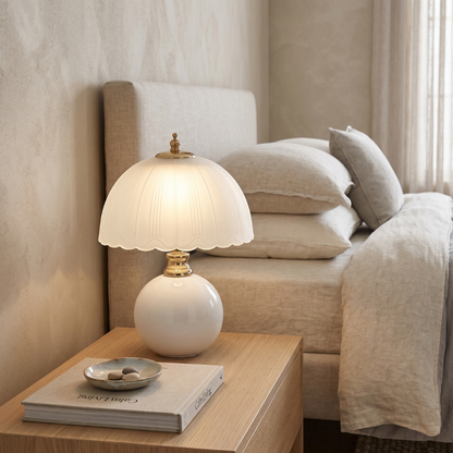 Lampe de Table Demi-Dôme Nordique | Céramique | LED Intégrée Dimensions 20x25 cm