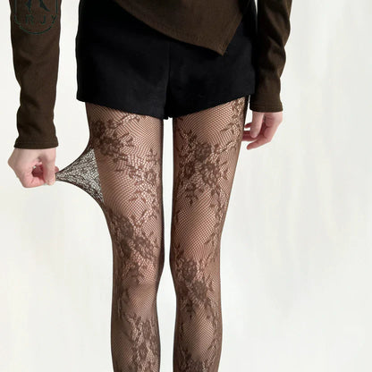 Collants en Dentelle pour Femme Dentelle Florale | Confort & Élastique