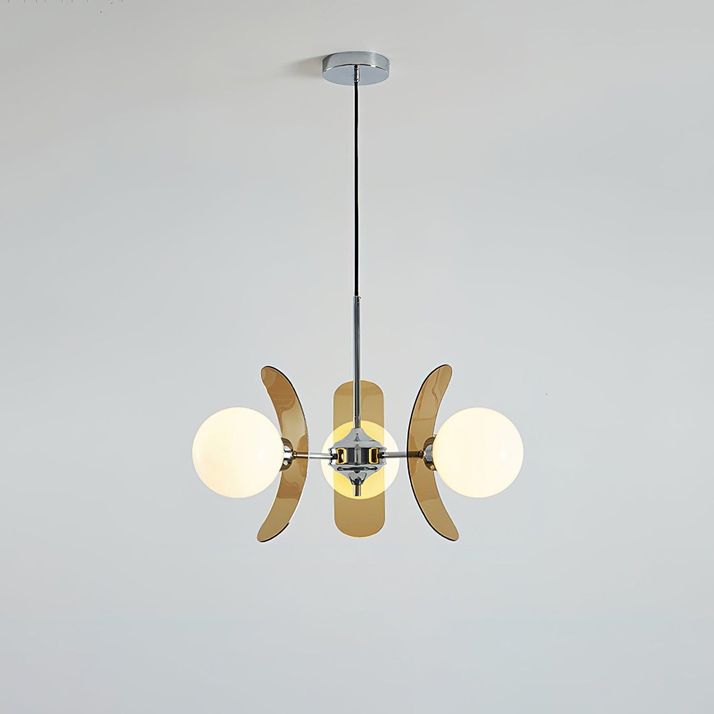 Suspension Florale Métal Verre | Câble Réglable Abat-jour Verre | Série Éclat