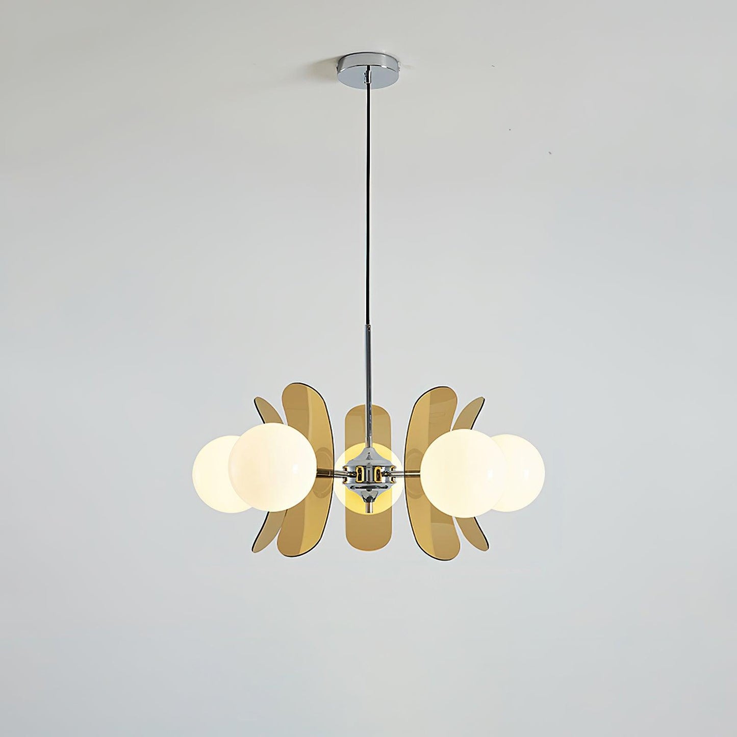 Suspension Florale Métal Verre | Câble Réglable Abat-jour Verre | Série Éclat