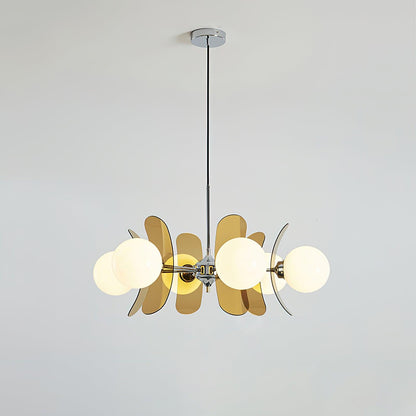 Suspension Florale Métal Verre | Câble Réglable Abat-jour Verre | Série Éclat