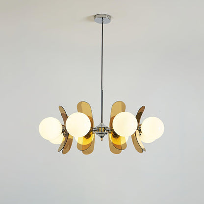 Suspension Florale Métal Verre | Câble Réglable Abat-jour Verre | Série Éclat