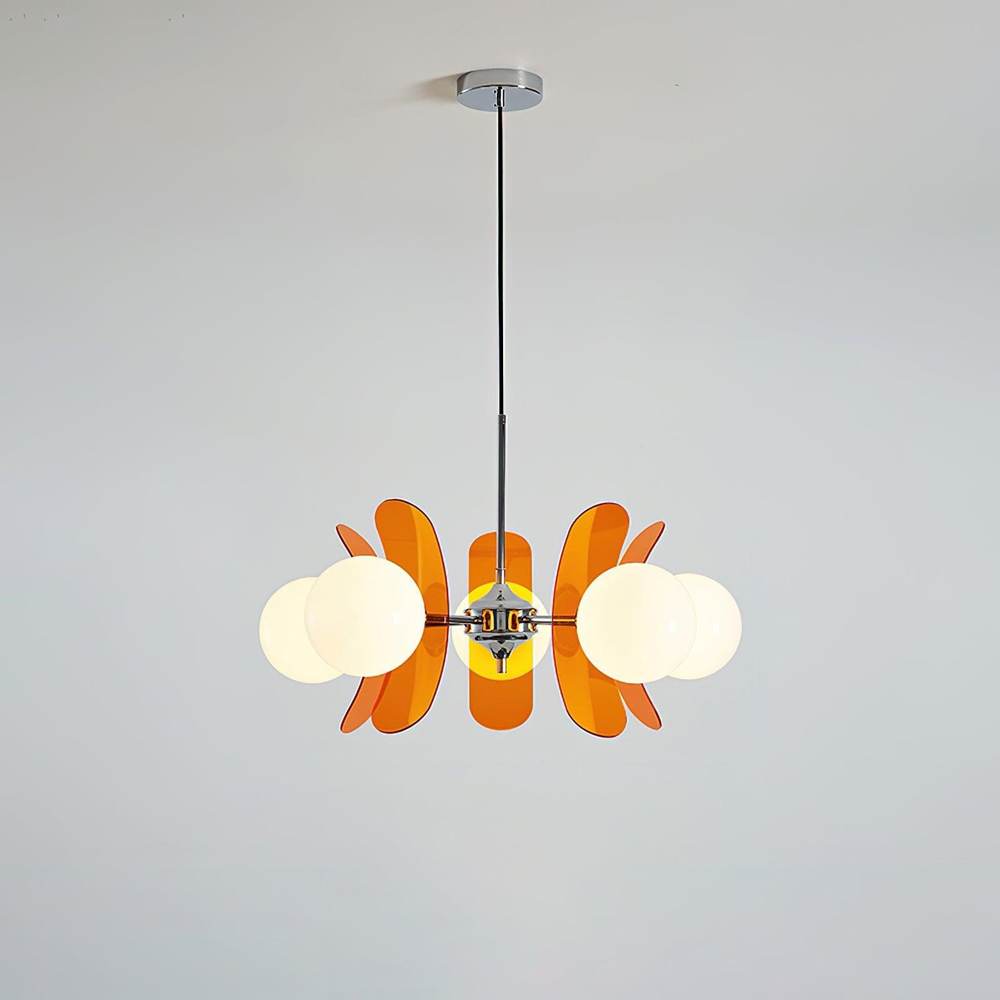 Suspension Florale Métal Verre | Câble Réglable Abat-jour Verre | Série Éclat