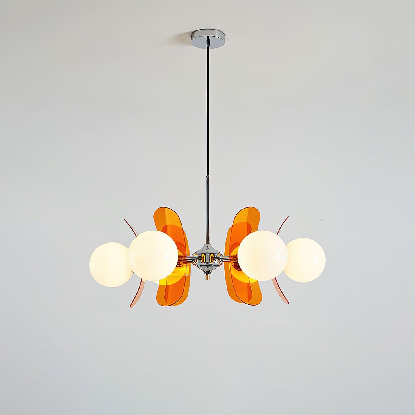 Suspension Florale Métal Verre | Câble Réglable Abat-jour Verre | Série Éclat