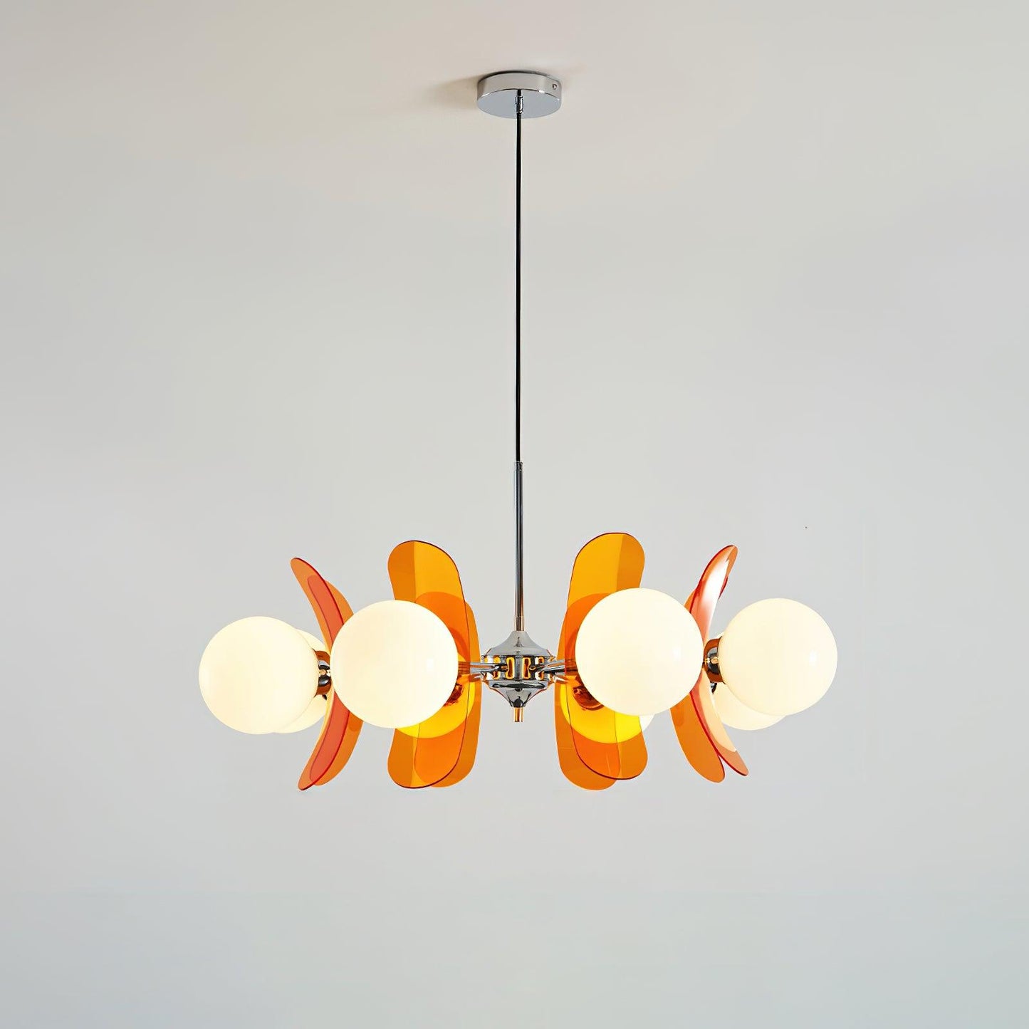 Suspension Florale Métal Verre | Câble Réglable Abat-jour Verre | Série Éclat