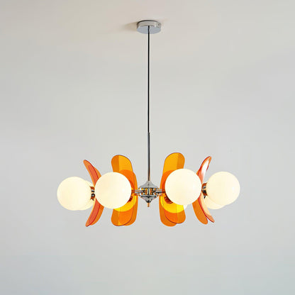 Suspension Florale Métal Verre | Câble Réglable Abat-jour Verre | Série Éclat