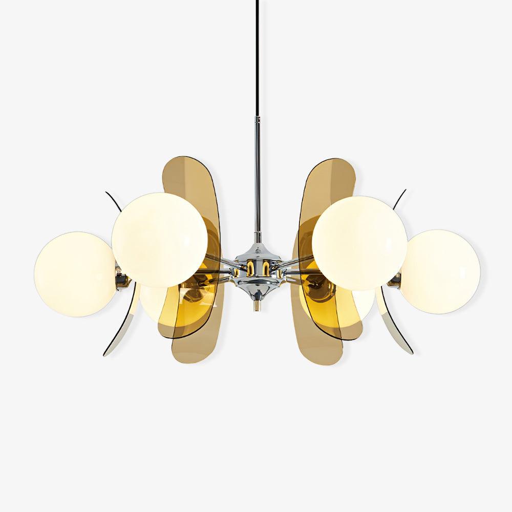 Suspension Florale Métal Verre | Câble Réglable Abat-jour Verre | Série Éclat