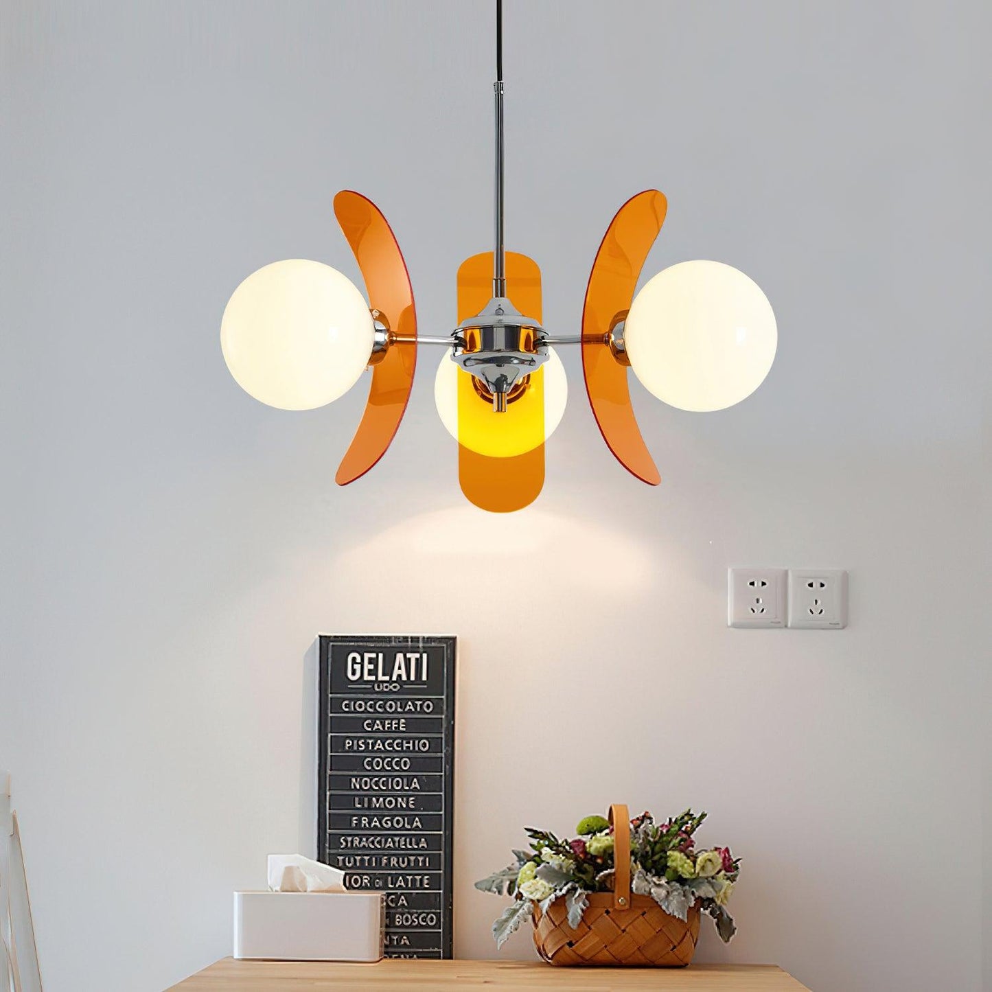 Suspension Florale Métal Verre | Câble Réglable Abat-jour Verre | Série Éclat