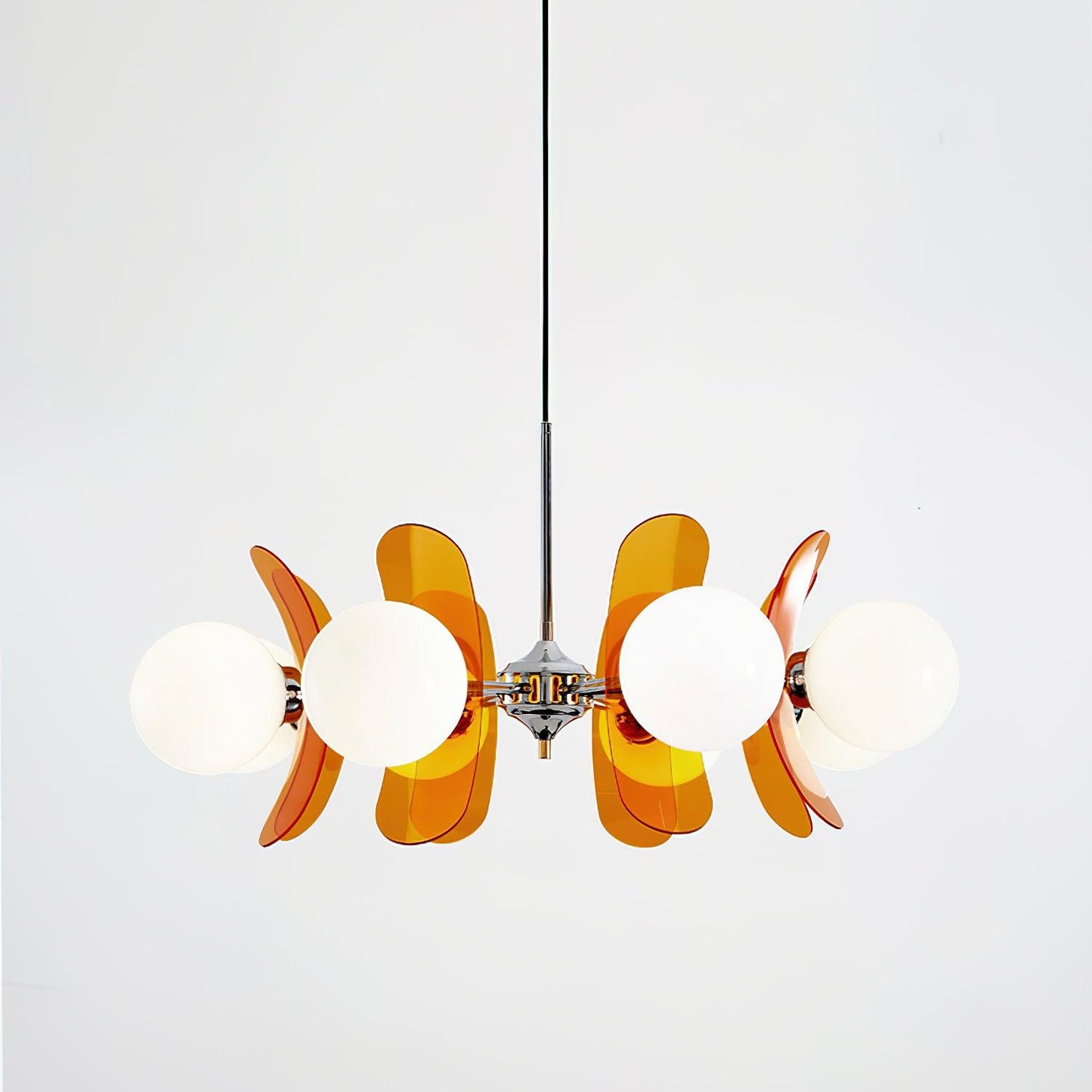 Suspension Florale Métal Verre | Câble Réglable Abat-jour Verre | Série Éclat