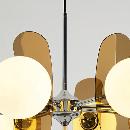 Suspension Florale Métal Verre | Câble Réglable Abat-jour Verre | Série Éclat
