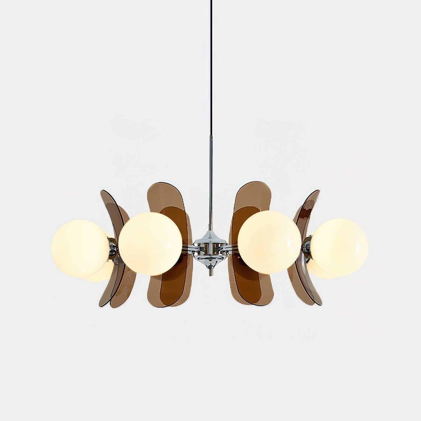 Suspension Florale Métal Verre | Câble Réglable Abat-jour Verre | Série Éclat
