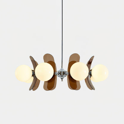 Suspension Florale Métal Verre | Câble Réglable Abat-jour Verre | Série Éclat