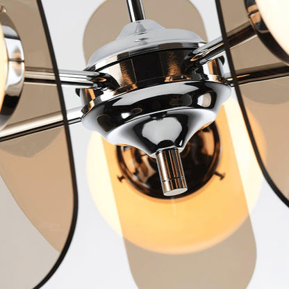 Suspension Florale Métal Verre | Câble Réglable Abat-jour Verre | Série Éclat