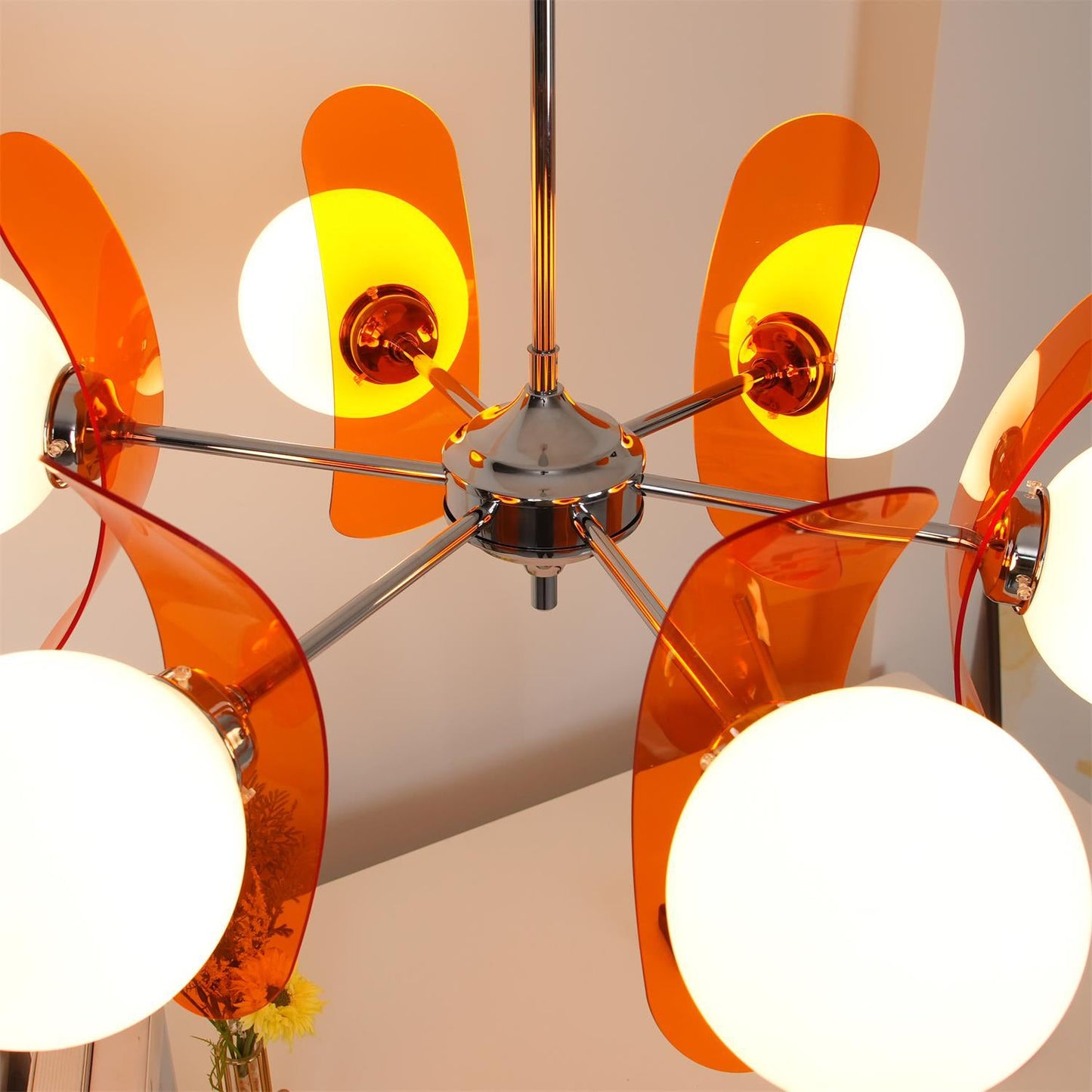 Suspension Florale Métal Verre | Câble Réglable Abat-jour Verre | Série Éclat