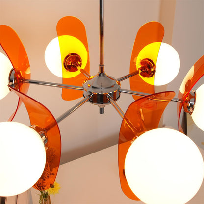 Suspension Florale Métal Verre | Câble Réglable Abat-jour Verre | Série Éclat