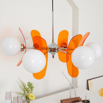 Suspension Florale Métal Verre | Câble Réglable Abat-jour Verre | Série Éclat