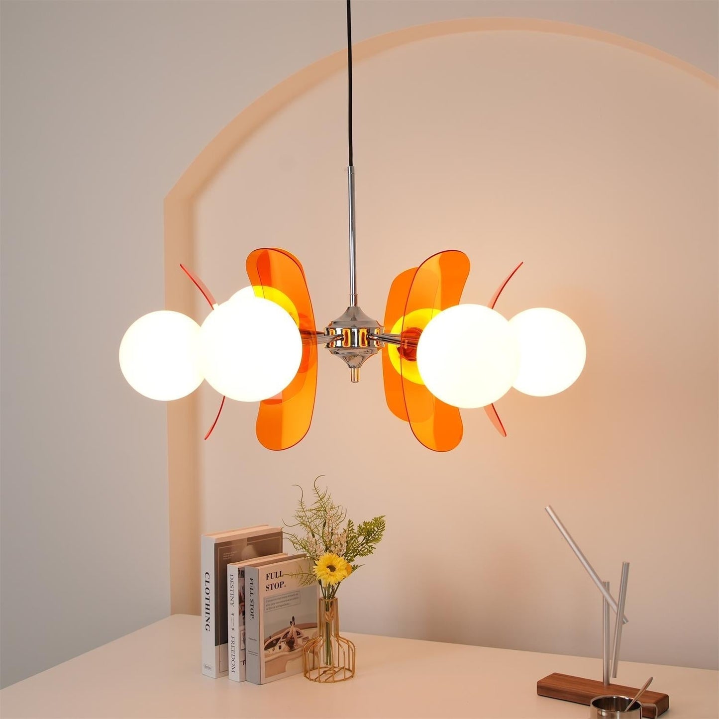 Suspension Florale Métal Verre | Câble Réglable Abat-jour Verre | Série Éclat
