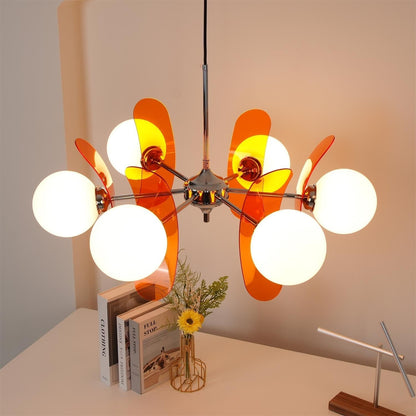 Suspension Florale Métal Verre | Câble Réglable Abat-jour Verre | Série Éclat